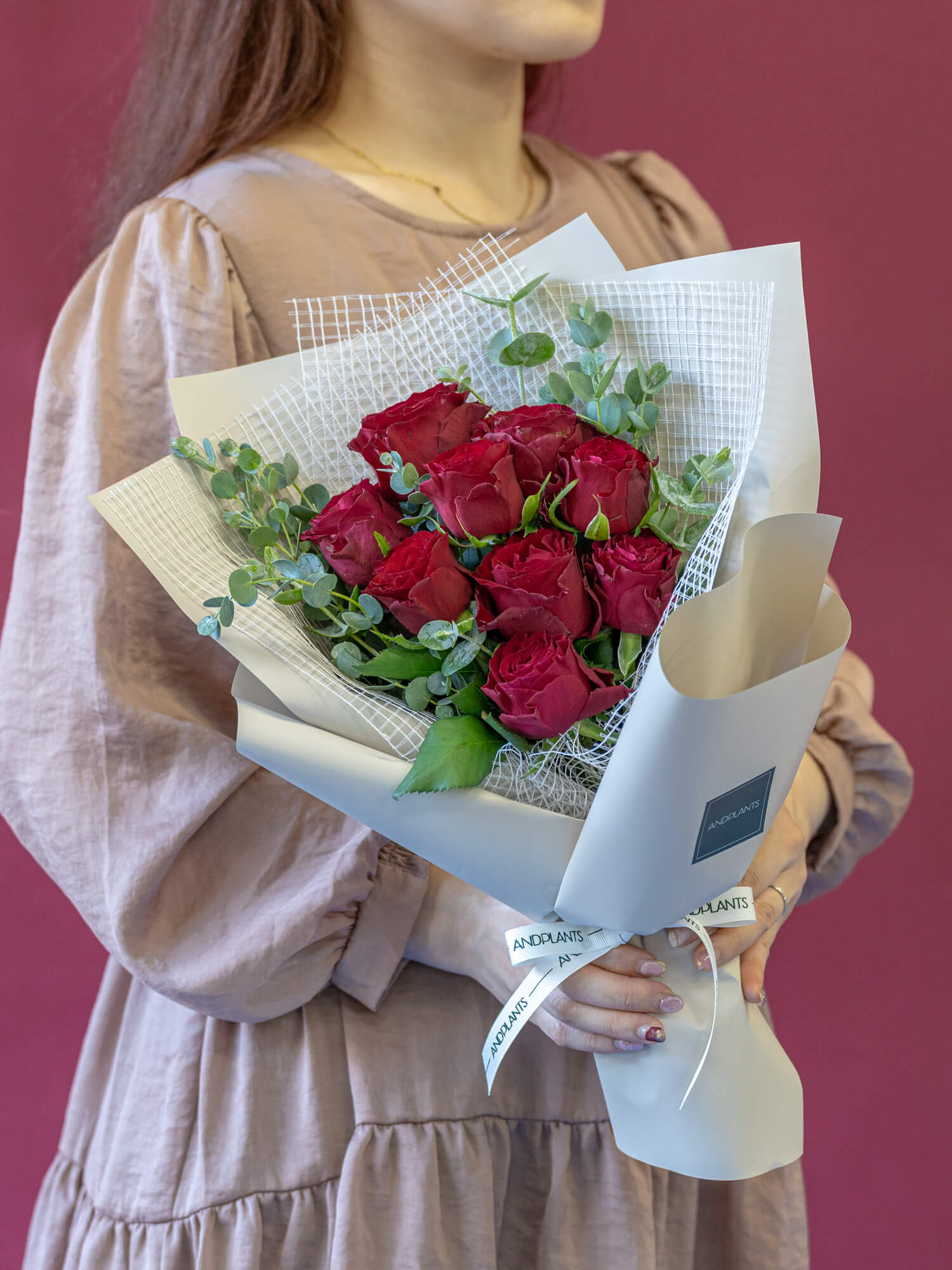 バラの花束 9本 - レッド -