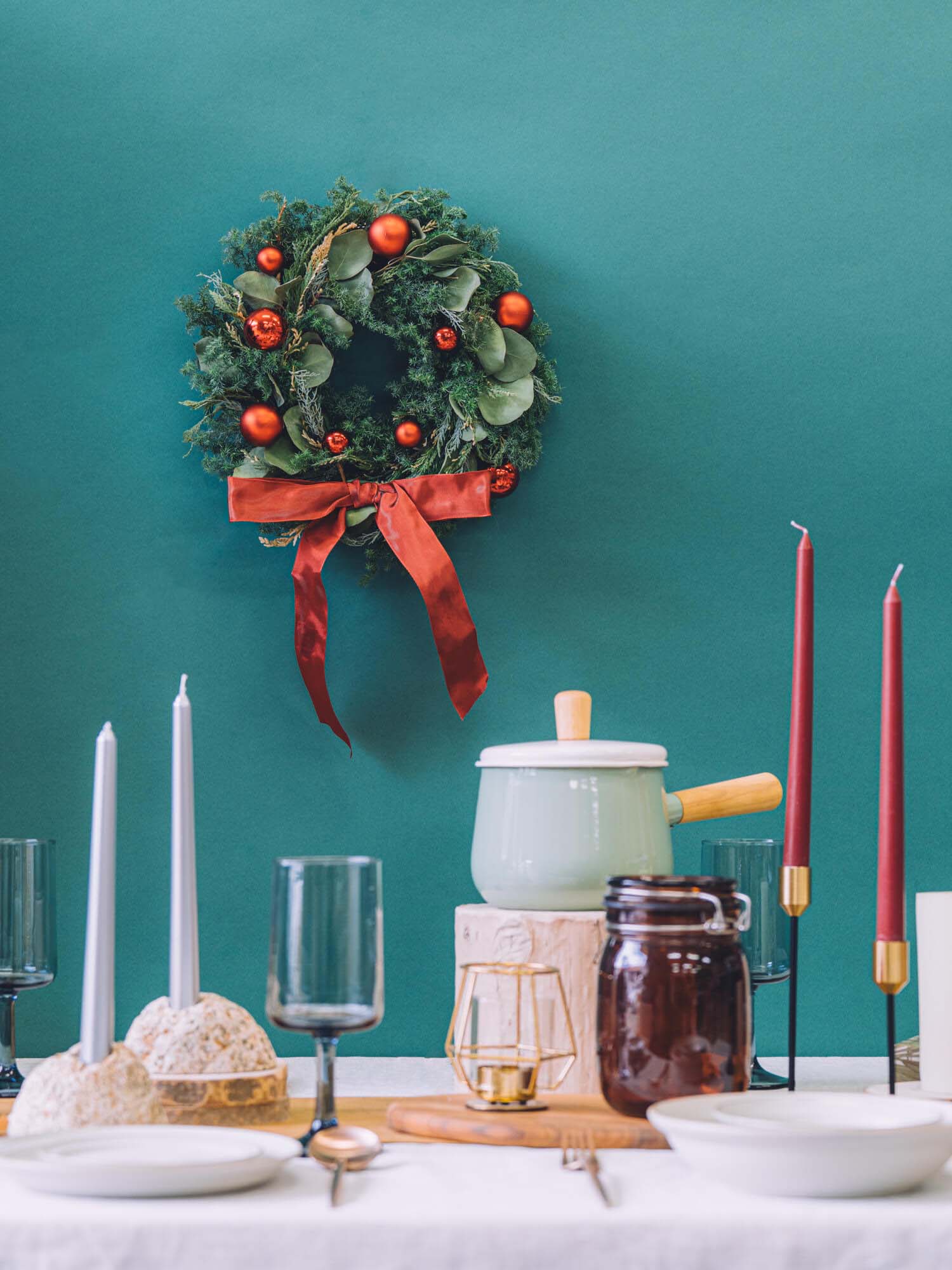 【クリスマス'24】ボール×リボンリース M - レッド -