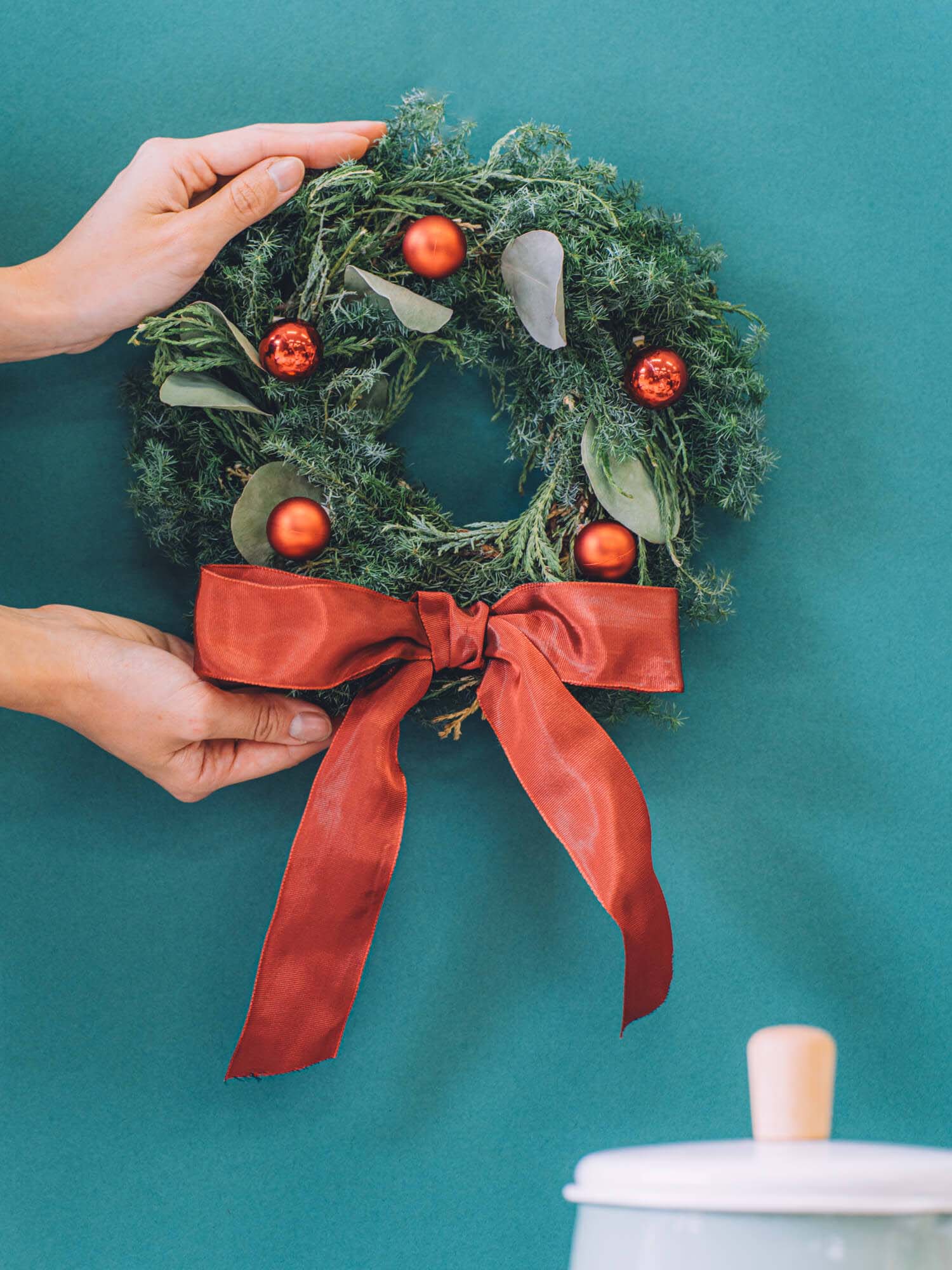 【クリスマス'24】ボール×リボンリース S - レッド -