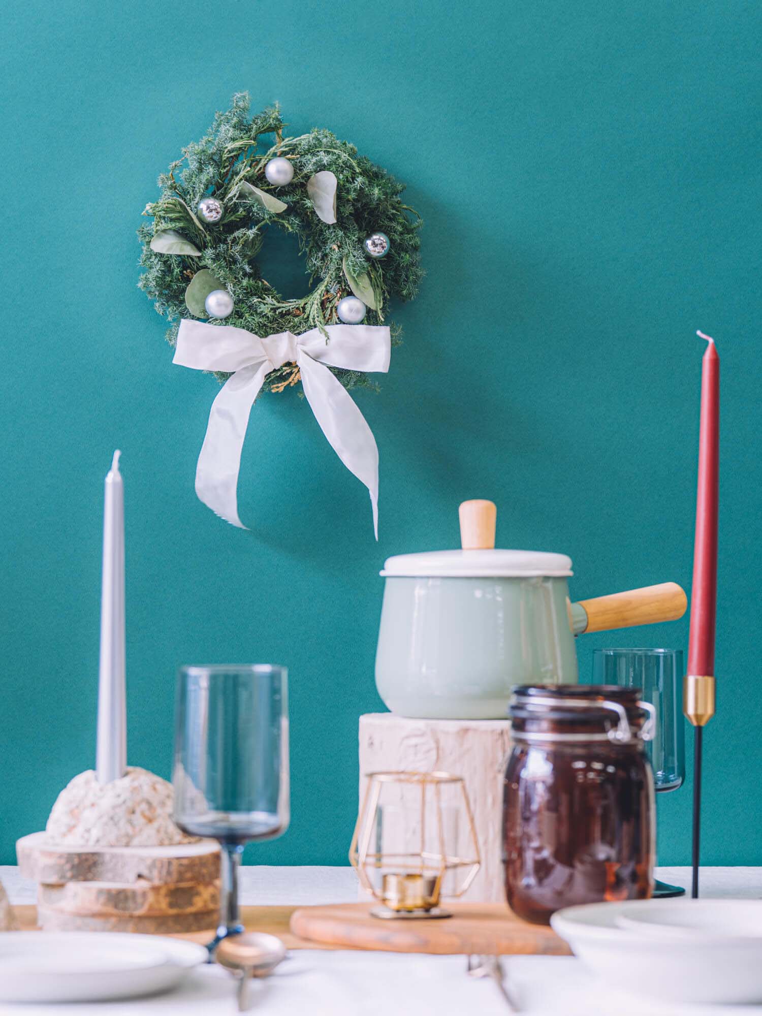 【クリスマス'24】ボール×リボンリース S - シルバー -