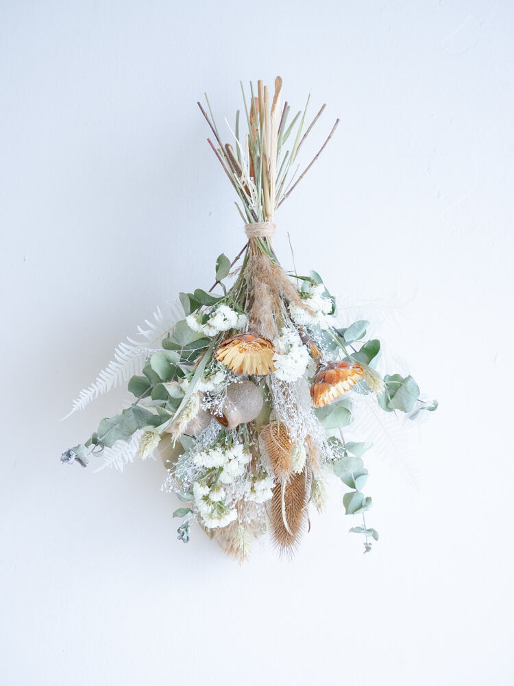【壁に掛ける】ドライフラワーのスワッグ - グリーン -