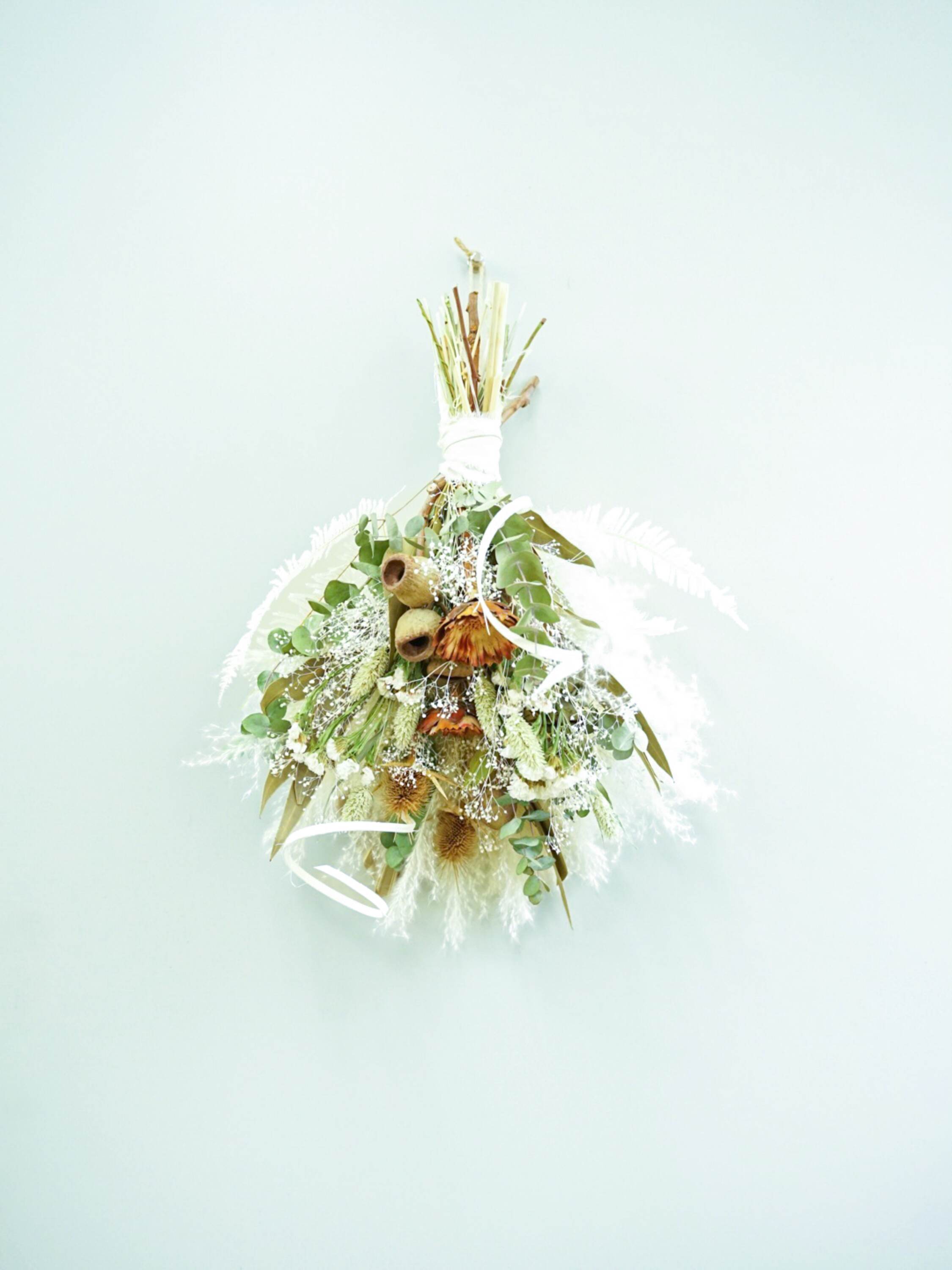 【壁に掛ける】ドライフラワーのスワッグ - グリーン -