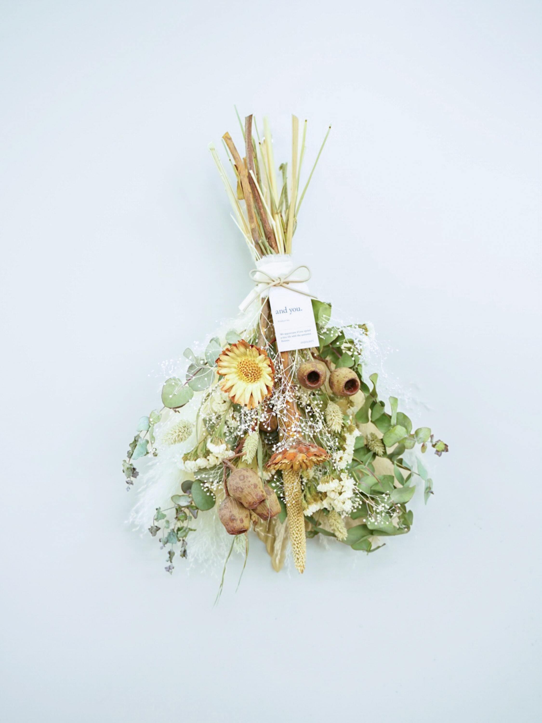 【壁に掛ける】ドライフラワーのスワッグ - グリーン -