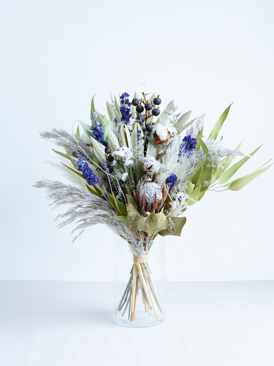 【花瓶に飾れる】ドライフラワーの花束 L - ブルー -