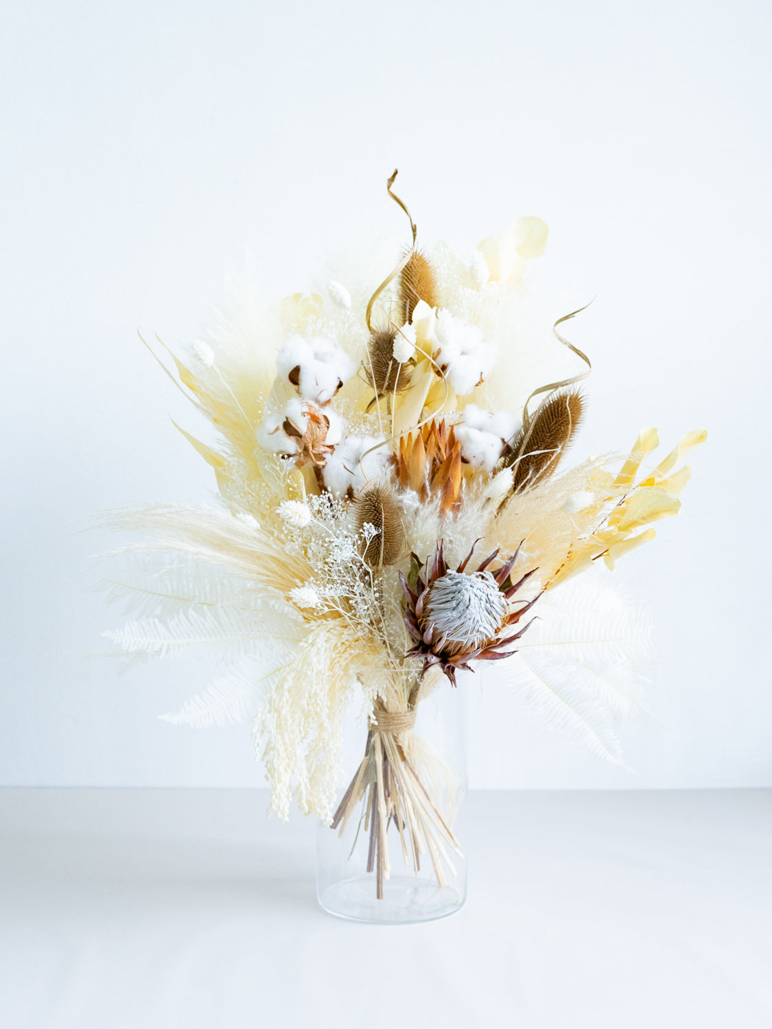 【花瓶に飾れる】ドライフラワーの花束 L - ベージュ -