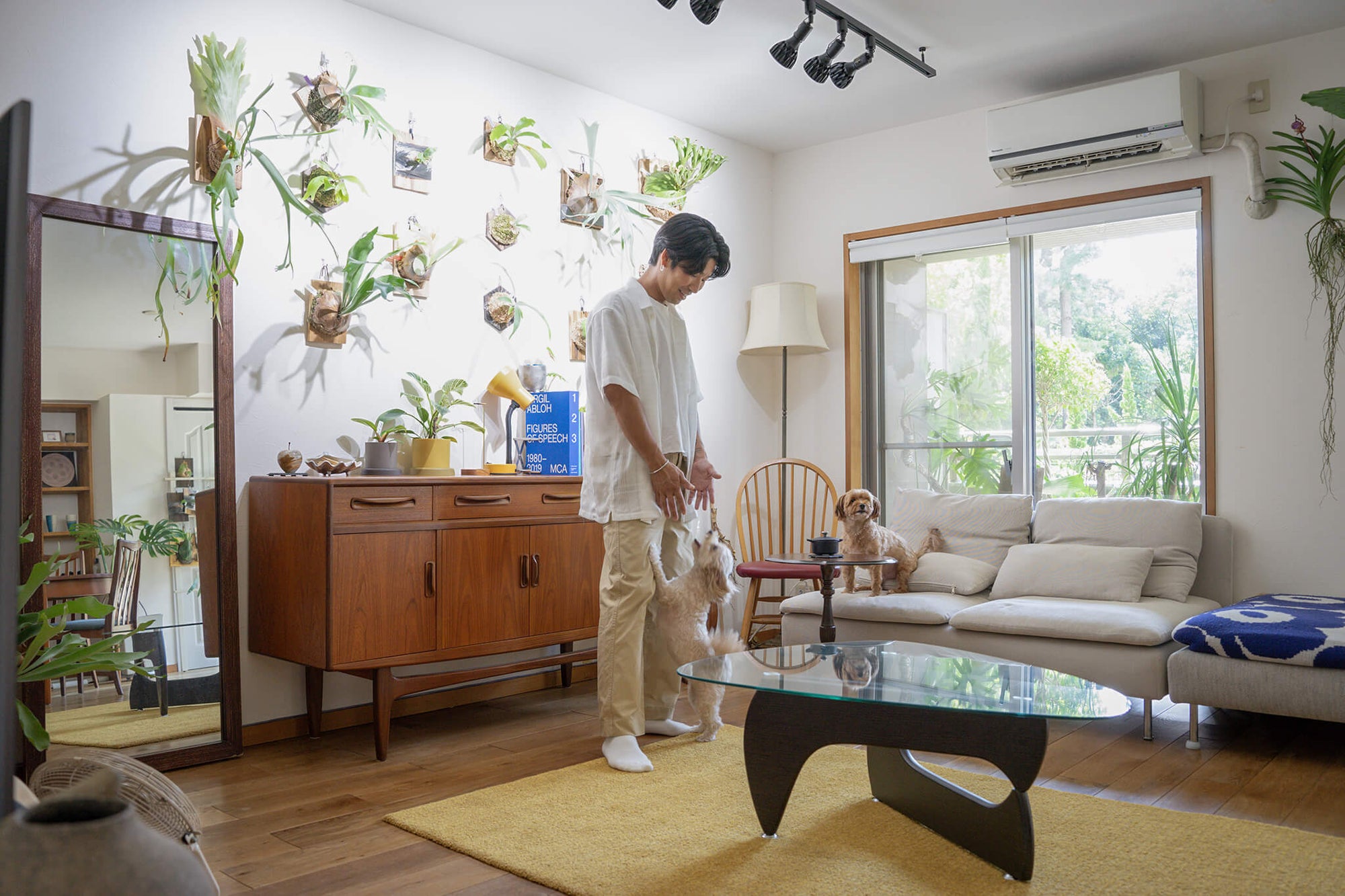 2匹の愛犬と植物と暮らす2LDK。英風ヴィンテージ家具を引き立てる部屋づくりとは