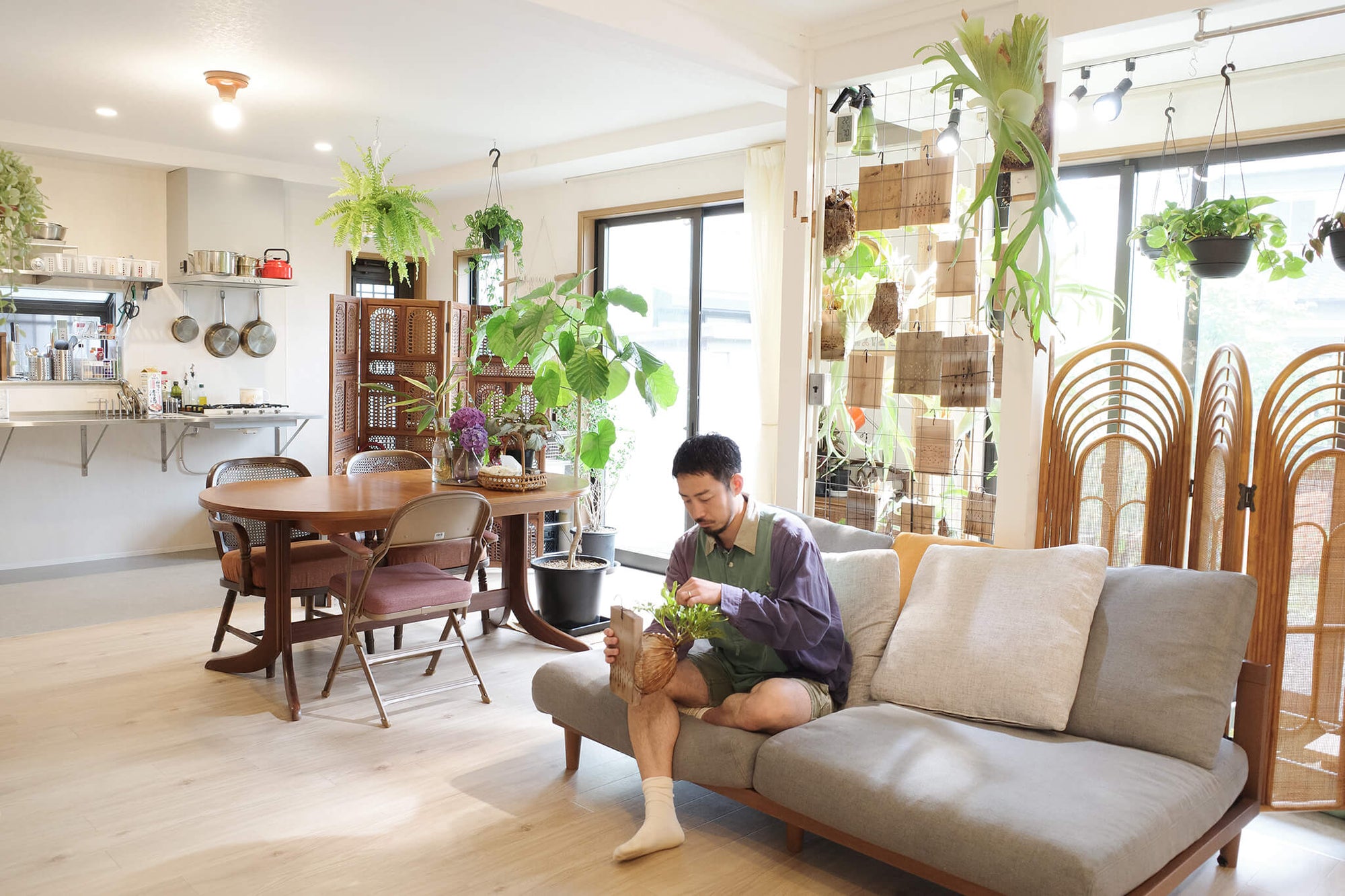 観葉植物とロマンが同居する家。DIYと試行錯誤を楽しむ実験精神と緑があふれる暮らし