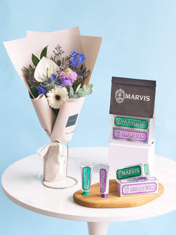 MARVIS「歯磨き粉2個セット」とおまかせブーケS ブルーのセット