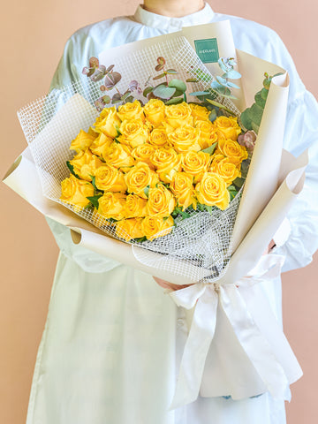 バラの花束 30本 - イエロー -
