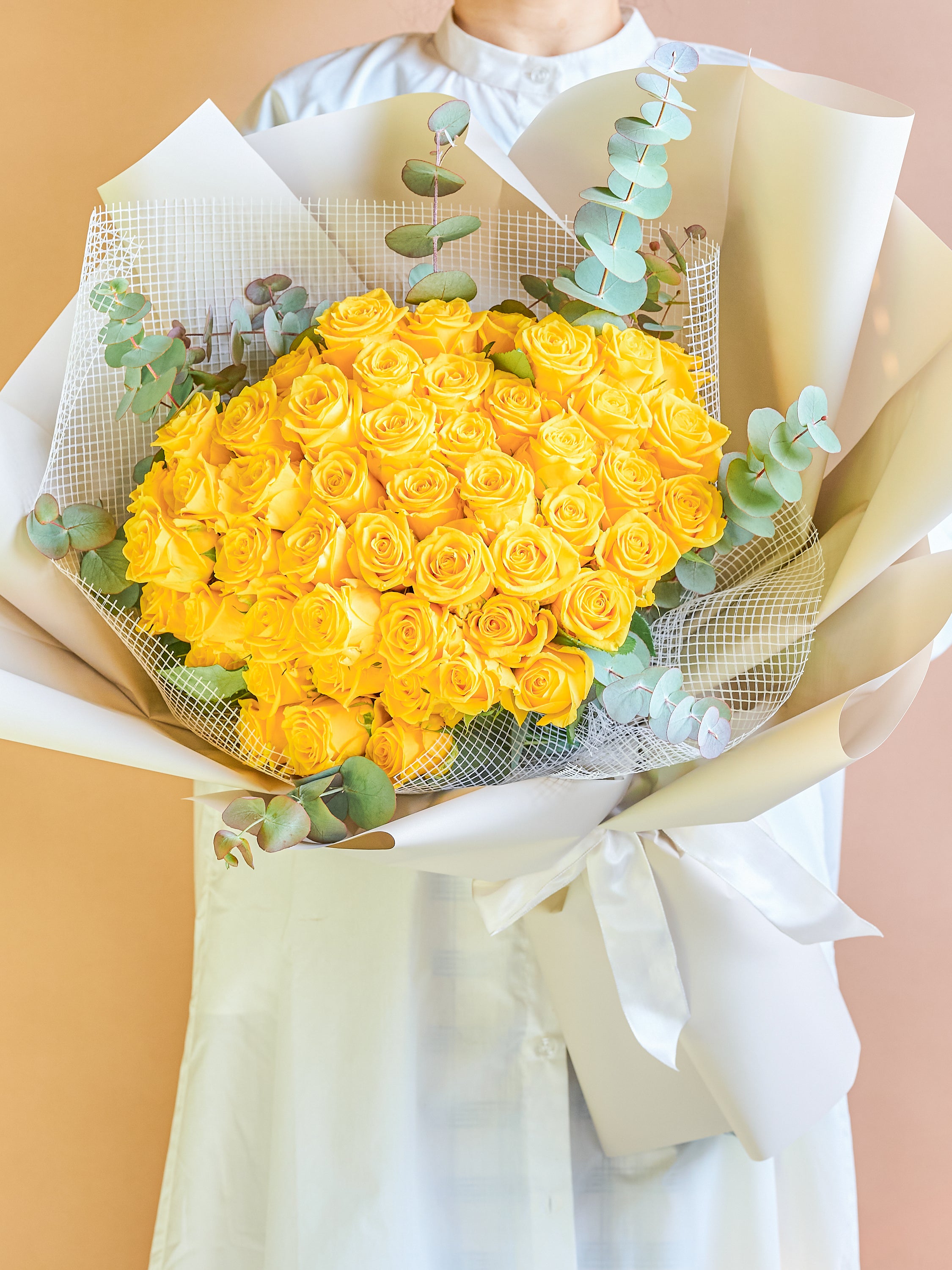 バラの花束 50本 - イエロー -