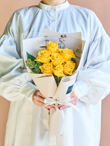 バラの花束 7本 - イエロー -