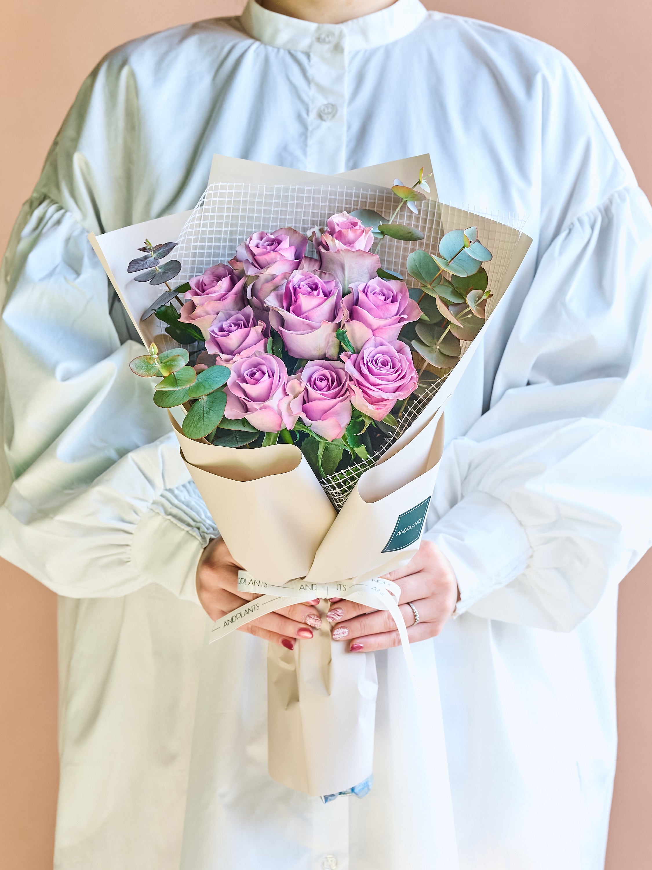 バラの花束 9本 - パープル -