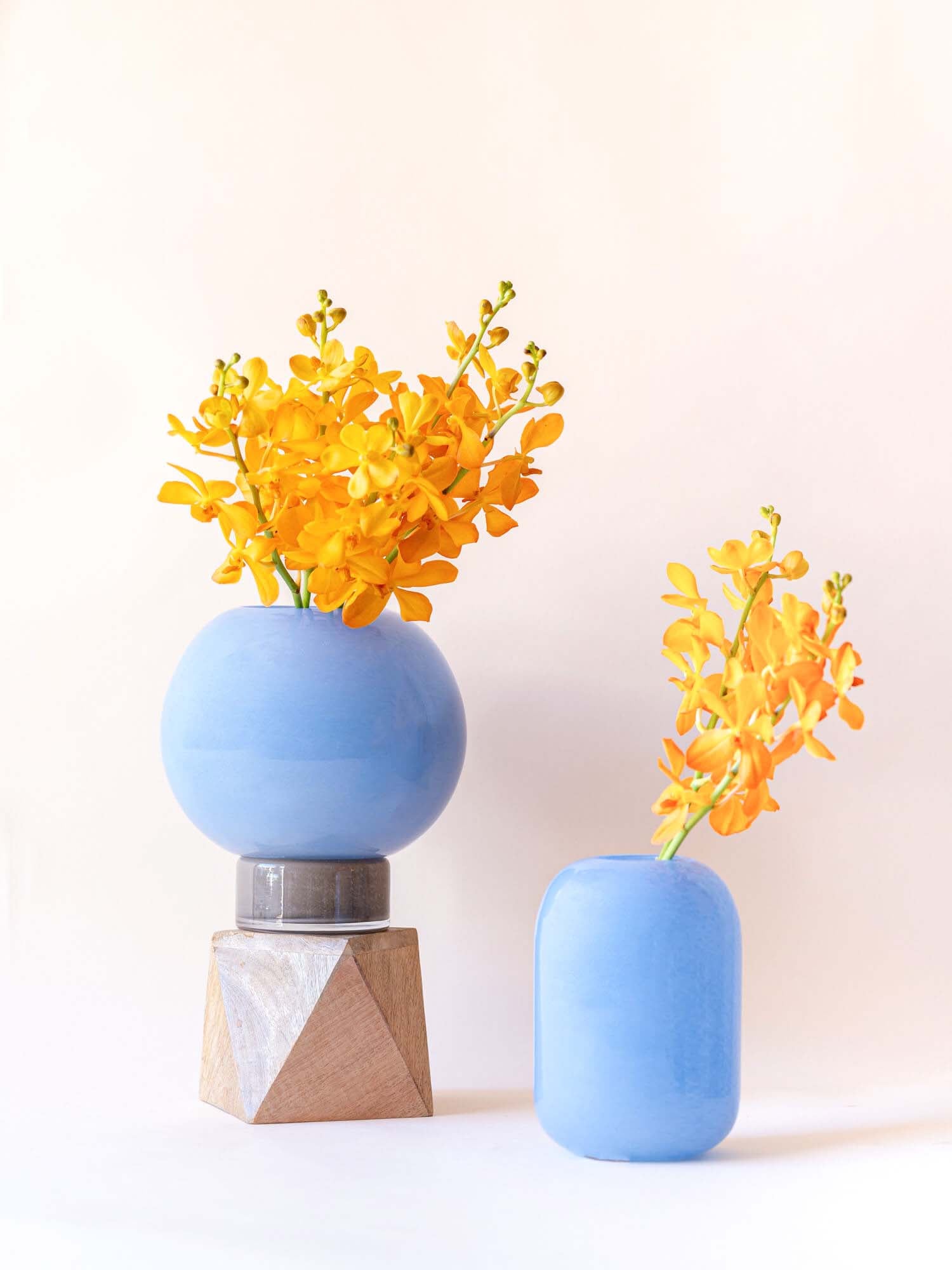 BROSTE COPENHAGEN Mouthblown Glass Vase Light Blue - Mari - | お花