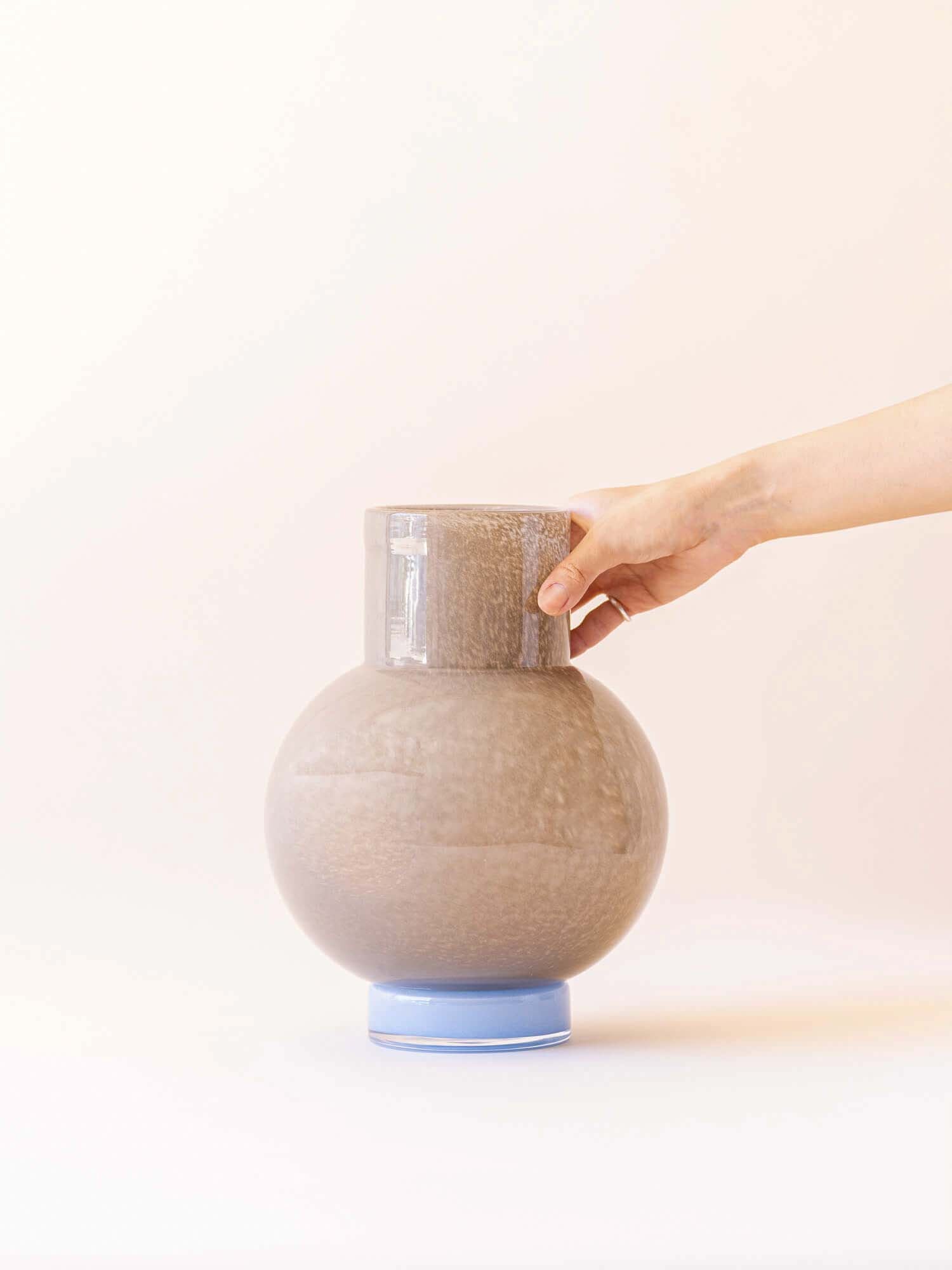 BROSTE COPENHAGEN Mouthblown Glass Vase Taupe - Mari -