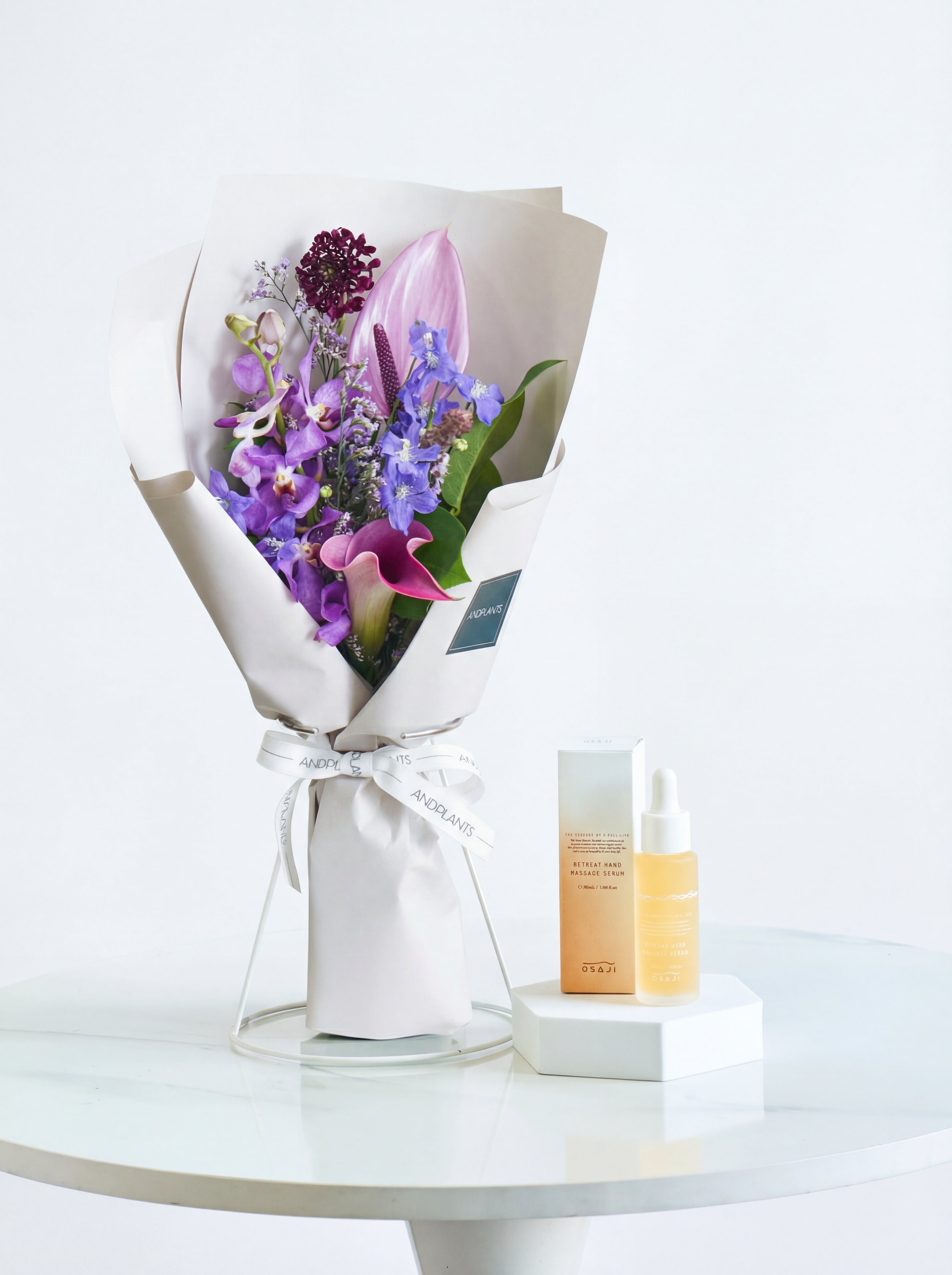 OSAJI ハンド美容液とおまかせブーケS パープルのセット