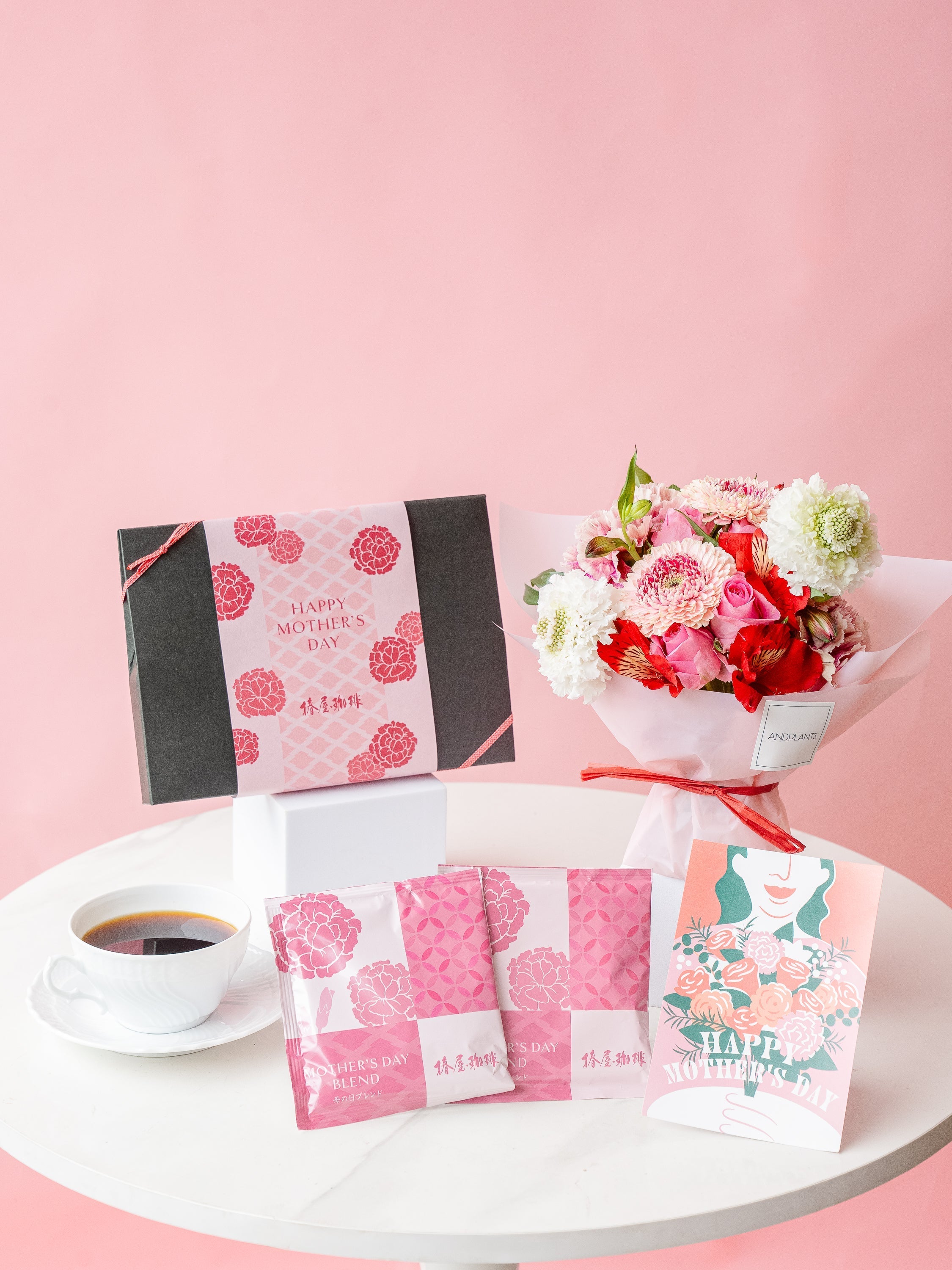 母の日】椿屋珈琲「ドリップパック（6パック）」とそのまま飾れる花束
