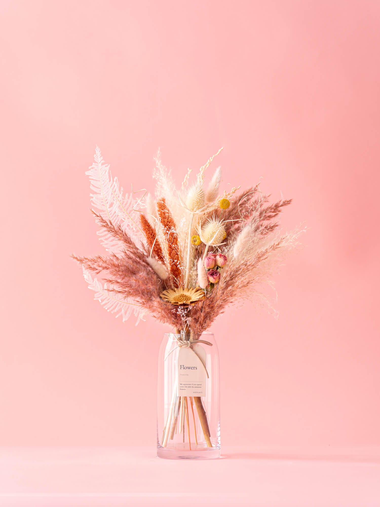 【スプリングシリーズ'24】コーラルピンクのドライフラワー花瓶アレンジ