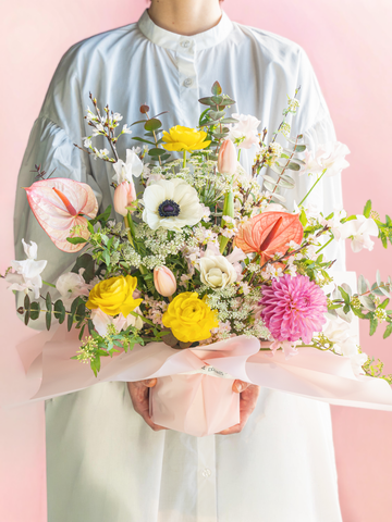 【スプリング】アネモネとチューリップの春色アレンジメント L