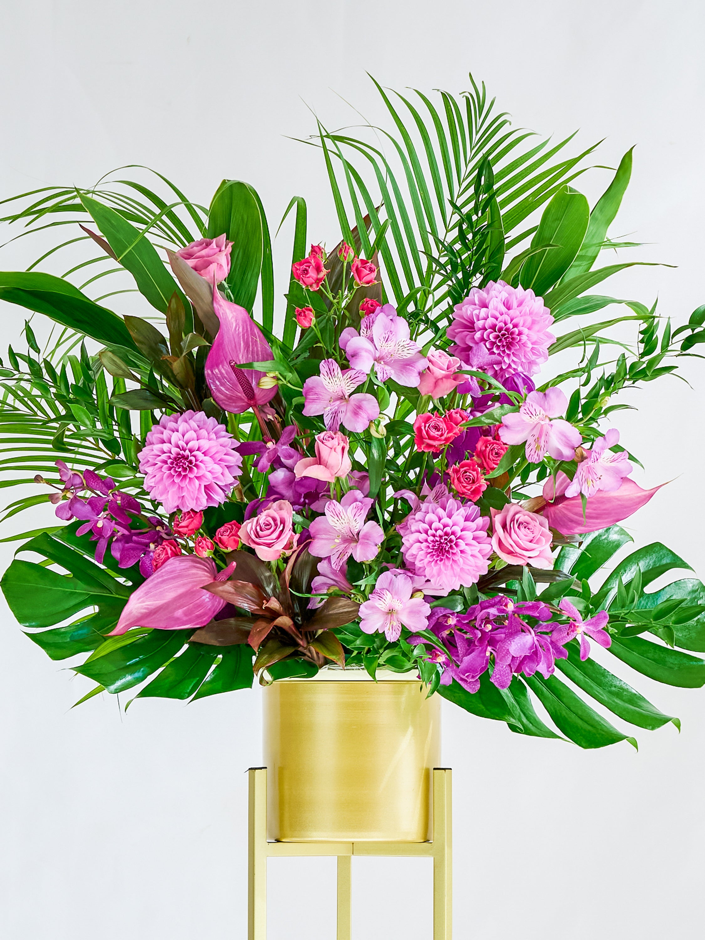 季節のおまかせスタンド花 1段 - パープル -