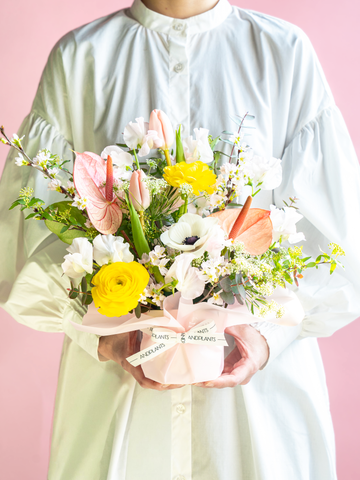 【スプリング】アネモネとチューリップの春色アレンジメント M